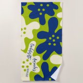 Serviette De Plage Peinture personnalisée Fleur Bleue et Verte Enterr (Devant)