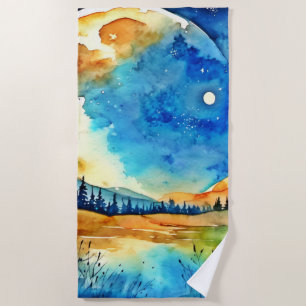 Serviette De Plage Peinture Pleine lune