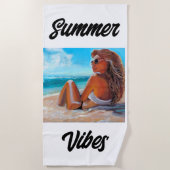 SERVIETTE DE PLAGE PEINTURE UNIQUE PEINTURE FILLE  (Devant)