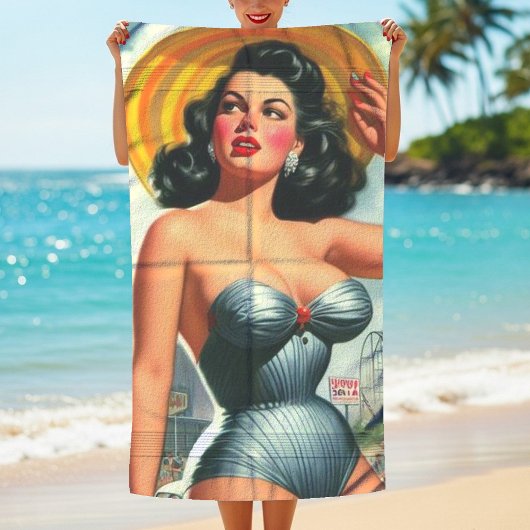 Serviette De Plage Peinture vintage vers le haut