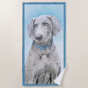 Serviette De Plage Peinture Weimaraner - Joli art original chien