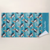 Serviette De Plage Pélican côtier bleu aqua (Devant)