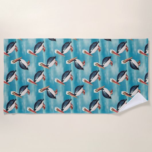 Serviette De Plage Pélican côtier océanique (Devant)