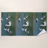 Serviette De Plage Pélican et les resquilleurs, (Devant)