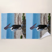 Serviette De Plage Pelican Perché Sur Un Rocher De Plage, (Devant)
