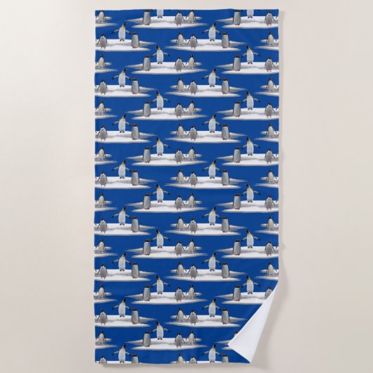 Serviette de plage Penguin Iceberg Party (Bleu) (Devant)