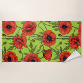 Serviette De Plage Pépites, rouge et vert sur le vert citron (Devant)