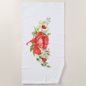 Serviette De Plage Pépites rouges aquarelle (Devant)