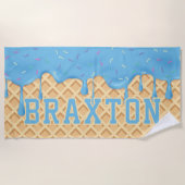 Serviette De Plage Perche de crème glacée bleue personnalisée (Devant)