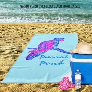 Serviette De Plage Perche de perroquet (bleu ciel)
