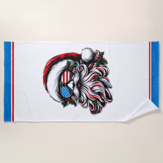 Serviette De Plage Père Noël de Noël Patriotique/Américaine (Devant)