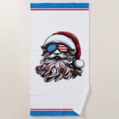 Serviette De Plage Père Noël de Noël Patriotique/Américaine (Devant)