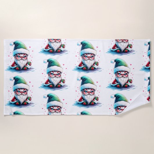 Serviette De Plage Père Noël en colère avec une coupe de café (Devant)