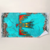 Serviette De Plage Père Noël Fe Thunderbird Marbre Turquoise Leopard (Devant)