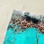 Serviette De Plage Père Noël Fe Thunderbird Marbre Turquoise Leopard (En situation)