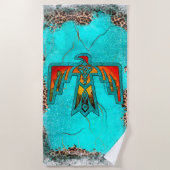 Serviette De Plage Père Noël Fe Thunderbird Marbre Turquoise Leopard (Devant)