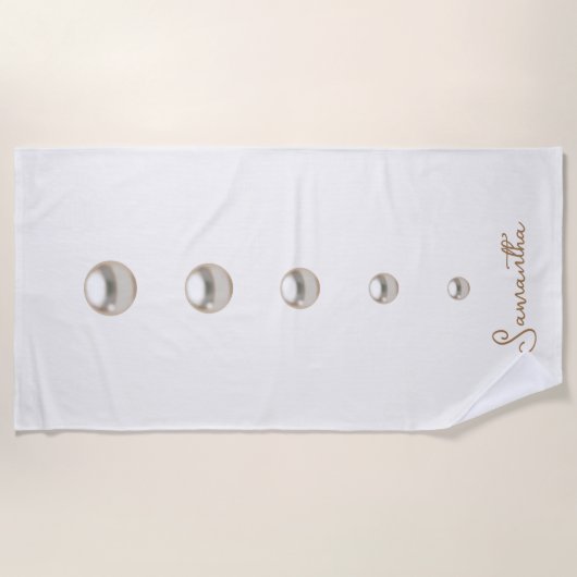 Serviette De Plage Perles blanches (Devant)