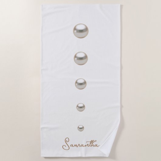 Serviette De Plage Perles blanches (Devant)