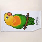 Serviette De Plage Perroquet de dessin animé d'inséparable mignon (Devant)