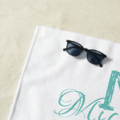 Serviette De Plage Perroquet drôle avec crème glacée Monogramme Nom (En situation)