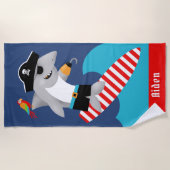 Serviette De Plage Perroquet surfant de pirate de requin d'équitation (Devant)