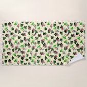 Serviette De Plage Perroquets tropicaux et motifs floraux (Devant)