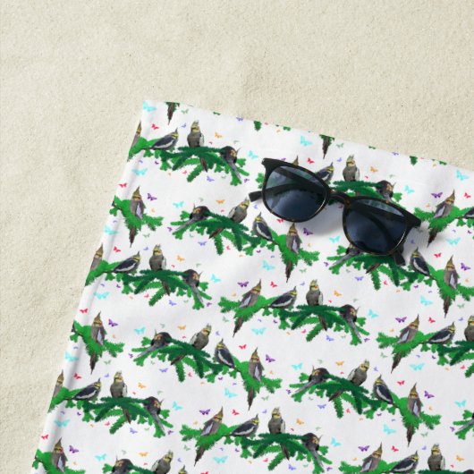 Serviette de plage Perruche (choisir la couleur) (En situation)