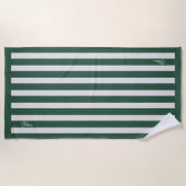 Serviette De Plage Personalised Neutral Stripe Custom Initials Modern (Devant)