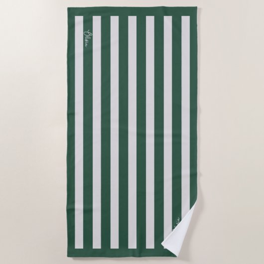 Serviette De Plage Personalised Neutral Stripe Custom Initials Modern (Devant)