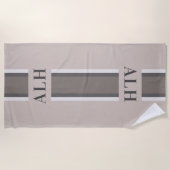 Serviette De Plage Personalised Neutral Stripe Custom Initials Modern (Devant)