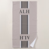 Serviette De Plage Personalised Neutral Stripe Custom Initials Modern (Devant)