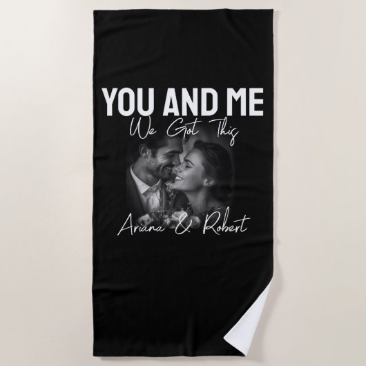 Serviette De Plage Personalized Black Photo Couple You and Me (Devant)
