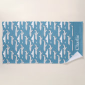 Serviette De Plage Personalized Blue Airplane Kids (Devant)