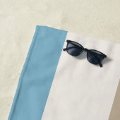 Serviette De Plage Personalized Blue Brown Stripe Monogram Coastal  (En situation)