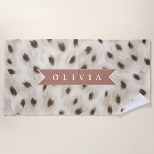 Serviette De Plage Personalized Chic Neutral Leopard Animal Print (Devant)