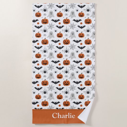 Serviette De Plage Personalized Cute Halloween (Devant)