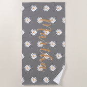 Serviette De Plage Personalized Daisy Beach Towel, Custom Beach Towel (Devant)