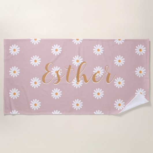 Serviette De Plage Personalized Daisy Beach Towel, Custom Beach Towel (Devant)