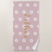 Serviette De Plage Personalized Daisy Beach Towel, Custom Beach Towel (Devant)
