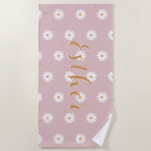 Serviette De Plage Personalized Daisy Beach Towel, Custom Beach Towel (Devant)