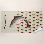 Serviette De Plage Personalized Fly Fishing Rainbow Trout Rustic (Devant)