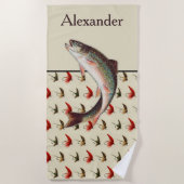 Serviette De Plage Personalized Fly Fishing Rainbow Trout Rustic (Devant)