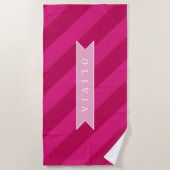 Serviette De Plage Personalized Fun Cute Modern Pink Stripe (Devant)
