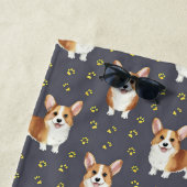 Serviette De Plage Personalized Gray Corgi Dog (En situation)