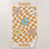 Serviette De Plage Personalized Groovy Retro Name (Devant)