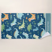 Serviette De Plage Personalized Kids' Dinosaur – Fun & Customizable (Devant)
