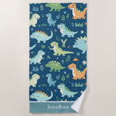 Serviette De Plage Personalized Kids' Dinosaur – Fun & Customizable (Devant)