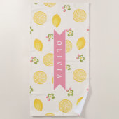 Serviette De Plage Personalized Lemon Floral Summer Custom Name (Devant)