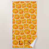 Serviette De Plage Personalized Monogram Orange Citrus Beach Towel (Devant)