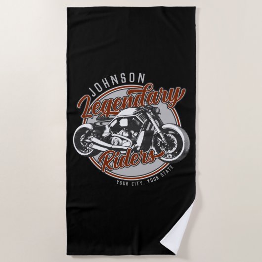 Serviette De Plage Personalized Motorcycle Legendary Rider Biker (Devant)